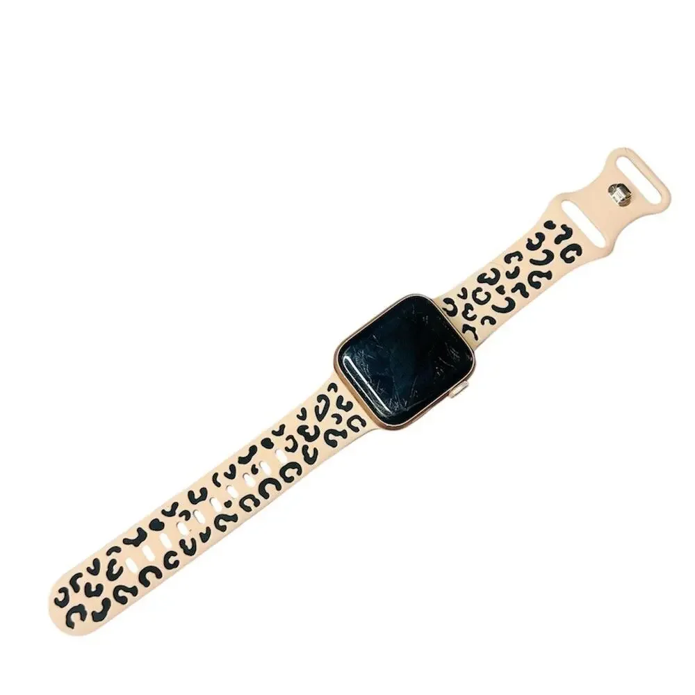 Leopard Apple Watch Band 38 40 Blush Pink Silicone Strap NEW